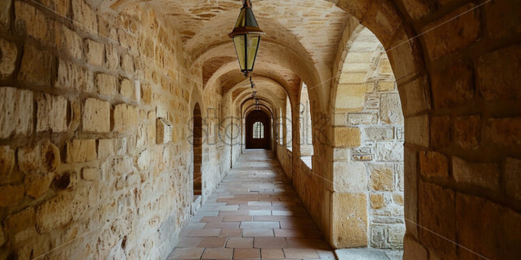 A corridor in the medieval fortress - Starpik Stock