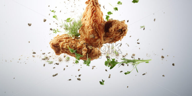 A crispy fried chicken on a white background - Starpik Stock