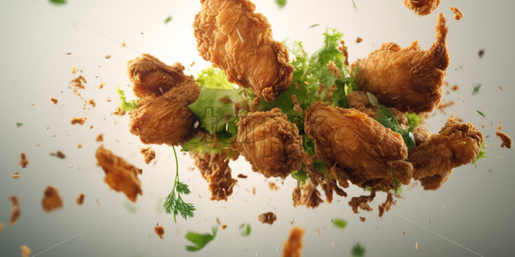 A crispy fried chicken on a white background - Starpik Stock