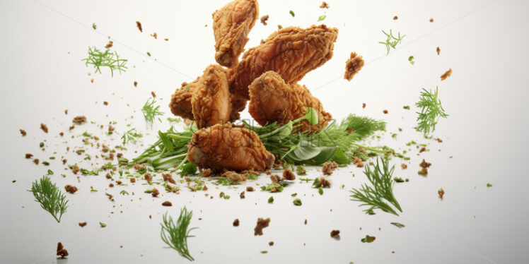 A crispy fried chicken on a white background - Starpik Stock