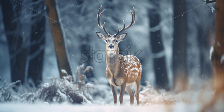 A deer in the forest in winter - Starpik Stock