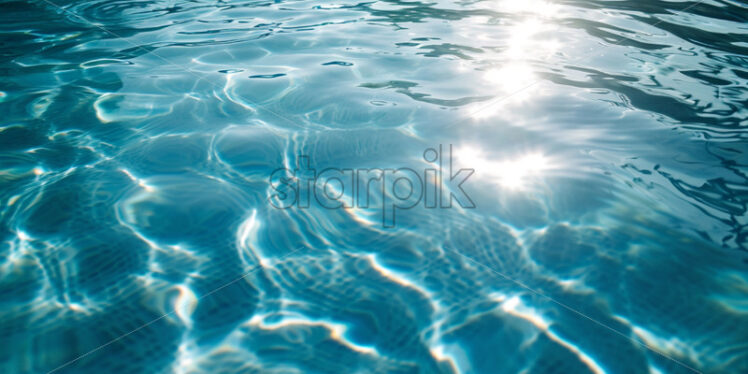 A detailed image showcasing the crystal-clear water of a pool, highlighting its refreshing - Starpik Stock