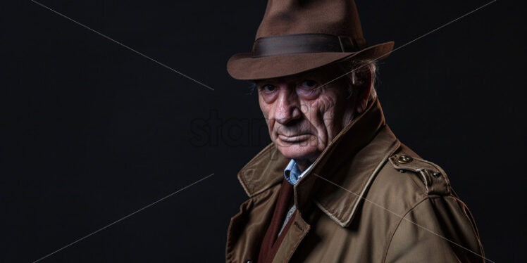 A detective from the 80s on a black background - Starpik Stock