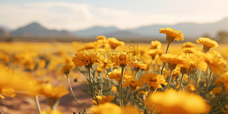 A field of Desert Marigold in full bloom - Starpik Stock