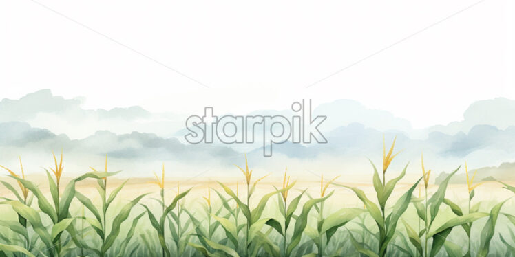 A field of corn in watercolor in clipart style - Starpik Stock