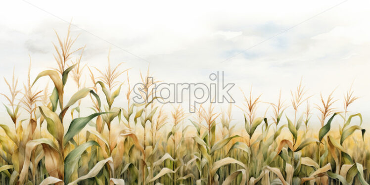 A field of corn in watercolor in clipart style - Starpik Stock