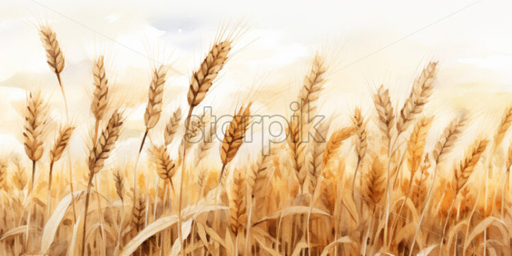 A field of wheat in watercolor in clipart style - Starpik Stock