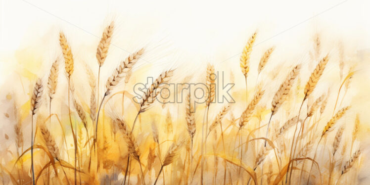 A field of wheat in watercolor in clipart style - Starpik Stock