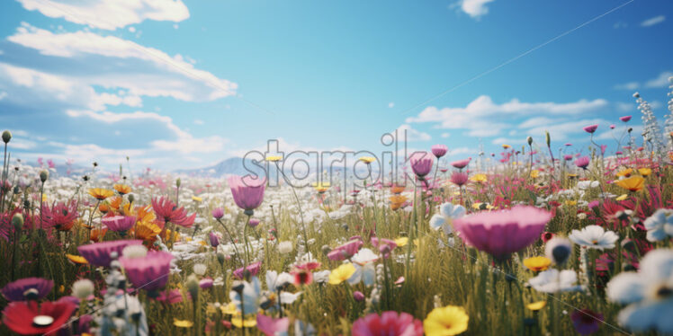 A field with multicolored flowers - Starpik Stock