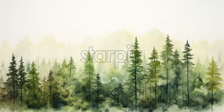 A forest in watercolor clipart style - Starpik Stock