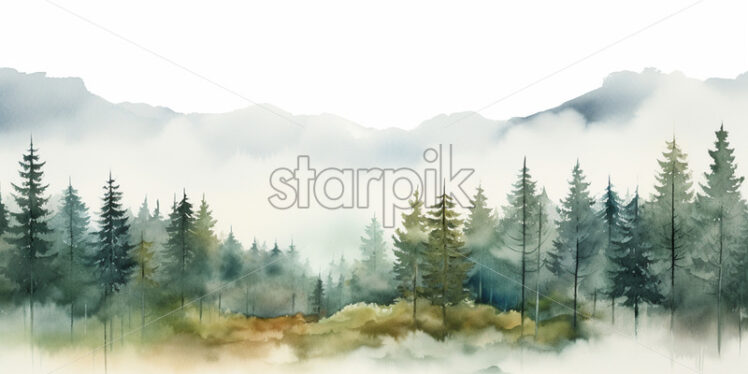 A forest in watercolor clipart style - Starpik Stock