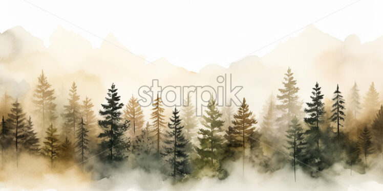 A forest in watercolor clipart style - Starpik Stock