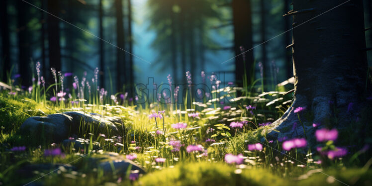 A forest meadow full of flowers - Starpik Stock