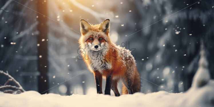 A fox in the forest in winter - Starpik Stock