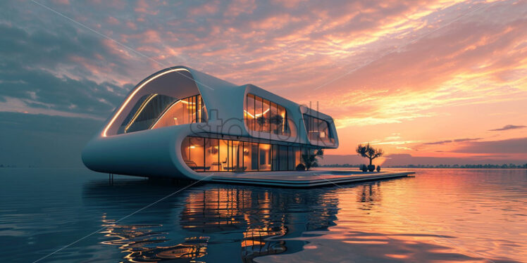 A futuristic house that floats on water - Starpik Stock