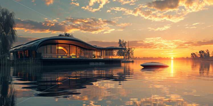 A futuristic house that floats on water - Starpik Stock