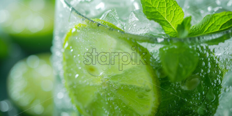 A glass of mojito seen close up - Starpik Stock