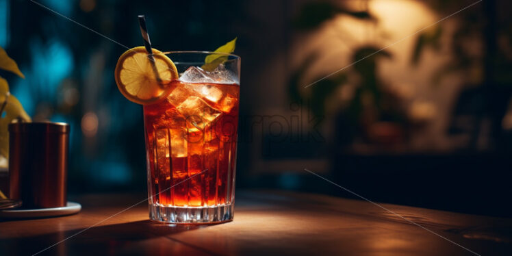 A glass of refreshing cocktail on a table - Starpik Stock