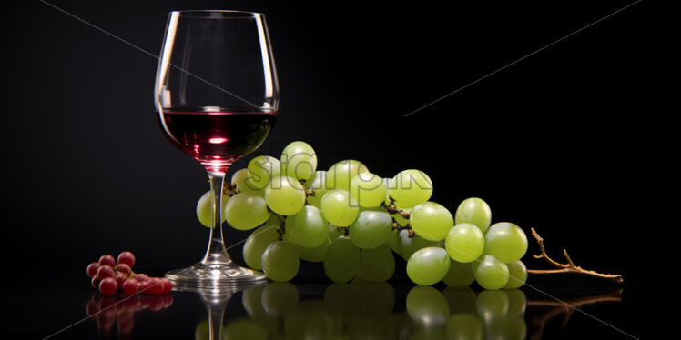 A glass of wine with white grapes - Starpik Stock