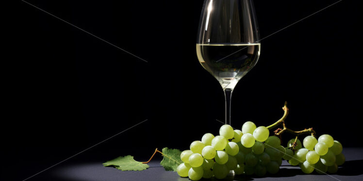 A glass of wine with white grapes - Starpik Stock