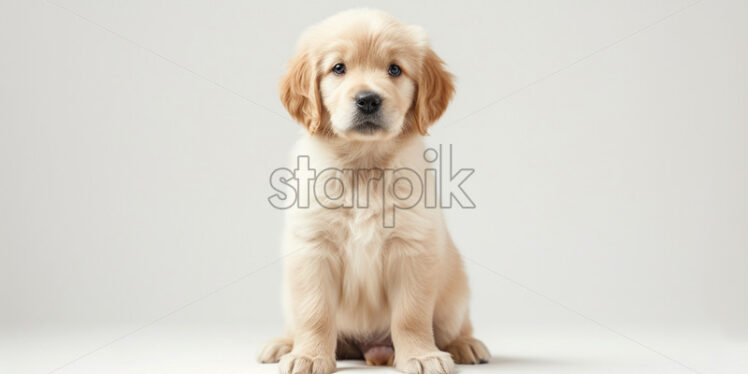 A golden retriever puppy on a white background - Starpik Stock