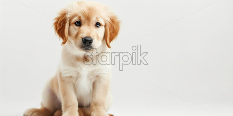 A golden retriever puppy on a white background - Starpik Stock