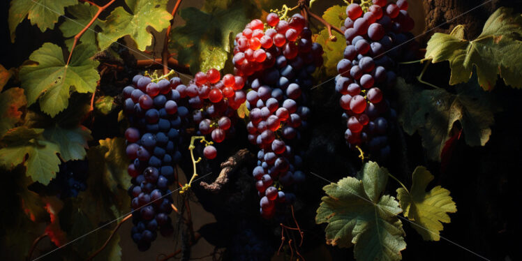 A grapevine laden with grapes. Abundance of grapes - Starpik Stock