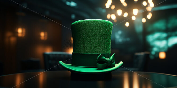 A green top hat on a table - Starpik Stock