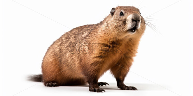 A groundhog on a white background - Starpik Stock