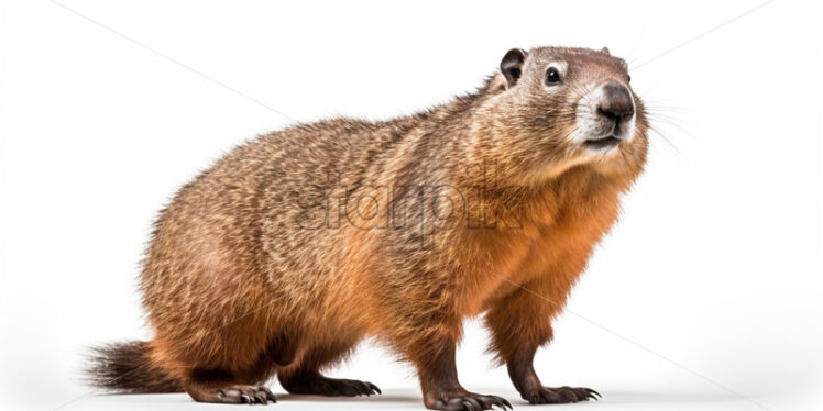 A groundhog on a white background - Starpik Stock