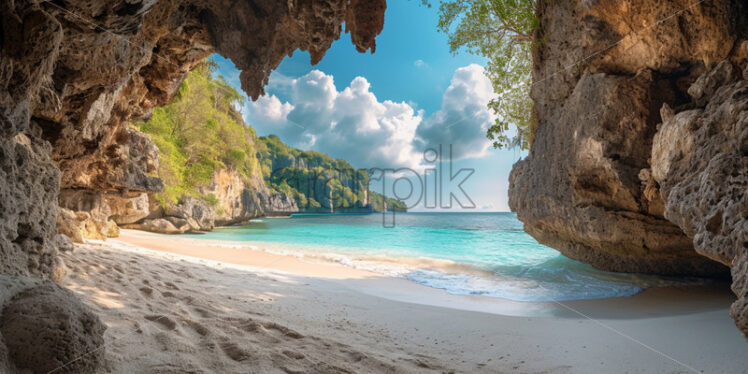 A hidden cove with secluded white sand - Starpik Stock