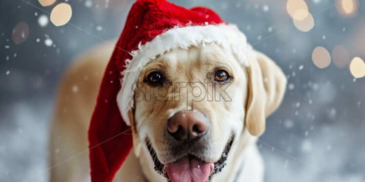 A labrador dog with a Santa hat - Starpik Stock