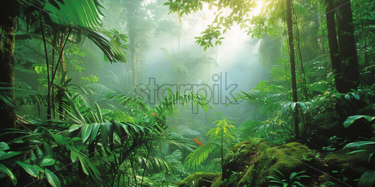 A landscape with an evergreen Amazonian forest - Starpik Stock