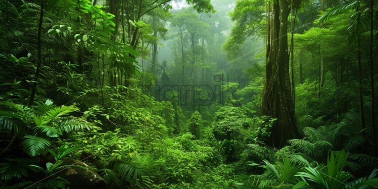 A landscape with an evergreen Amazonian forest - Starpik Stock