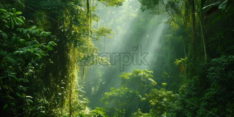 A landscape with an evergreen Amazonian forest - Starpik Stock