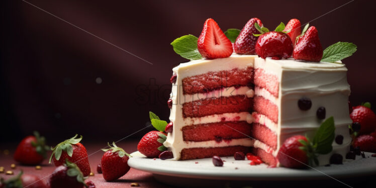 A layered strawberry and vanilla cake - Starpik Stock