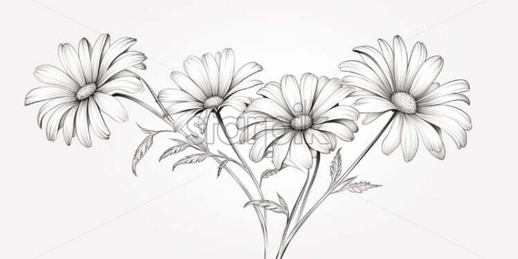 A line drawing of daisies - Starpik Stock