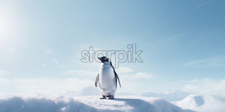 A lonely penguin on the snow - Starpik Stock