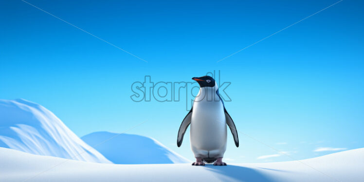 A lonely penguin on the snow - Starpik Stock