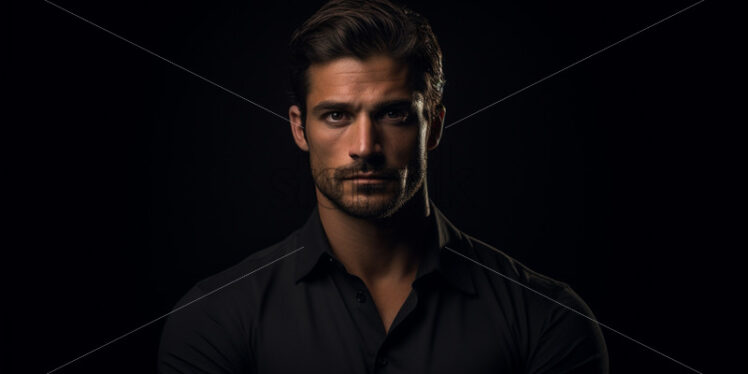 A male model on a black background - Starpik Stock