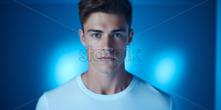 A male model on a blue background - Starpik Stock