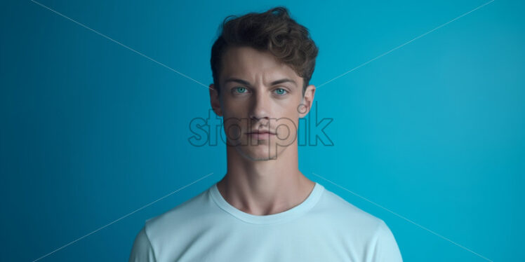 A male model on a blue background - Starpik Stock