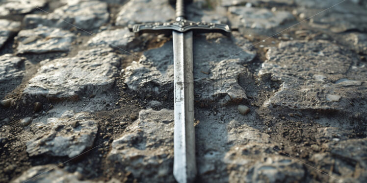 A medieval sword on a stone - Starpik Stock