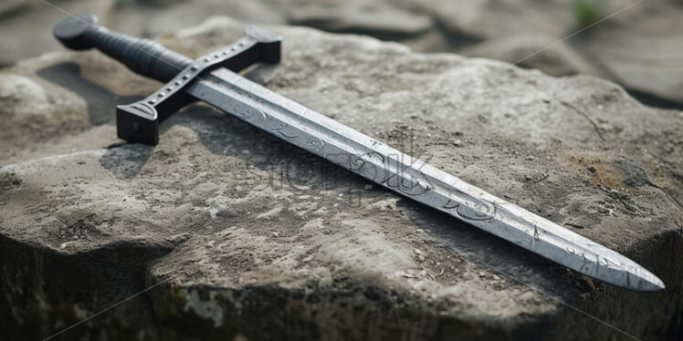 A medieval sword on a stone - Starpik Stock