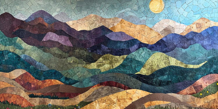 A mountain landscape created from mosaic - Starpik Stock