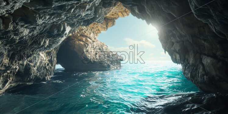 A mysterious sea cave with the sound of echoing waves within - Starpik Stock