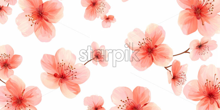 A pattern with many flowers on a white background - Starpik Stock