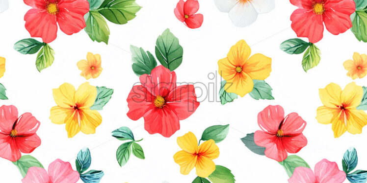 A pattern with many flowers on a white background - Starpik Stock