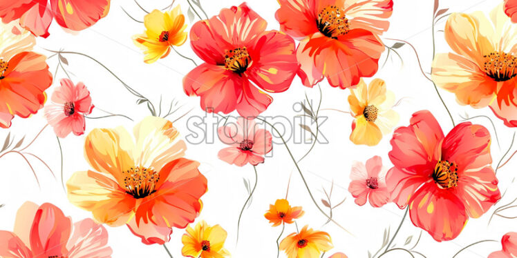 A pattern with many flowers on a white background - Starpik Stock