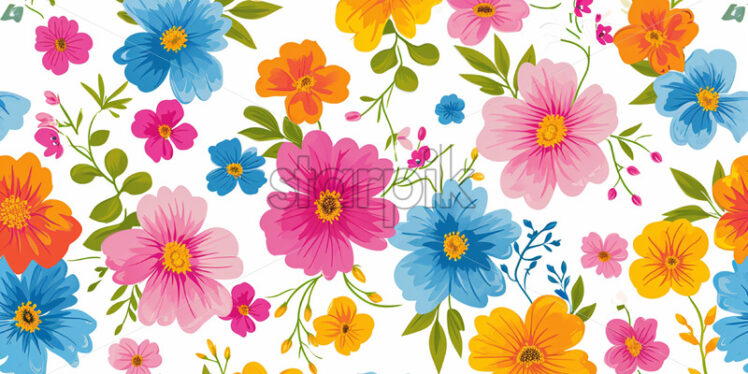 A pattern with many flowers on a white background - Starpik Stock